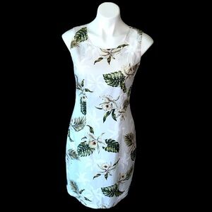 KY's Women’s Hawaiian Floral 100% Cotton Sleeveless Sheath Dress Size Medium